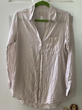 Sigrid Olsen button-down shirt Coastal grandmother Cabincore Linen luxe Small